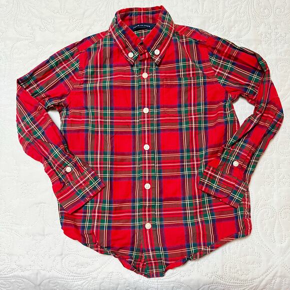 Janie and Jack Tartan Plaid Button Up Shirt Size 4 - Picture 2 of 5